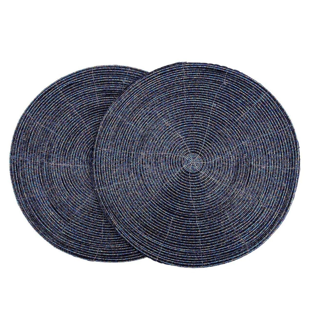 14" Beaded Placemats Round Placemats Charger Table Mats Sparkle Blue